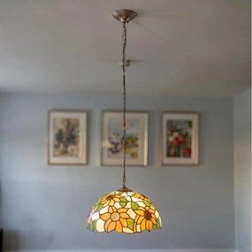 Brilagi - Tiffany vitrázs láncos csillár SUNFLOWER 1x E27/60W/230V Ø 40 cm