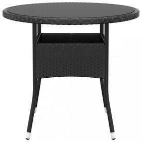 vidaXL 5 részes fekete polyrattan kerti étkezőgarnitúra
