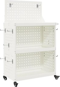 vidaXL Eszköz Kocsi Fehér 65 x 35 x 111 cm Hidegen hengerelt acél