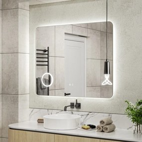 Erga Myra, LED tükör 100x80 cm kozmetikai tükörrel, 3x nagyítás, 4114 lm, 3 fényszín, háttérvilágítás, ERG-V01-MYRA-1080-00
