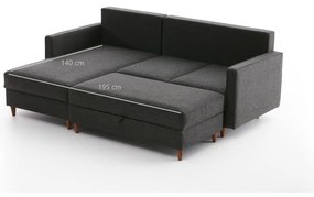 Antracitszürke sarokkanapé (bal oldali) Eva – Balcab Home