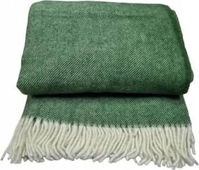 Gyapjú takaró rojtokkal 150x200 Diagonal új-zélandi gyapjú zöld