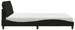 fekete szövet ágy matraccal 180x200 cm