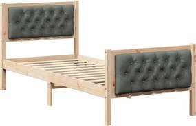 vidaXL Ágykeret fejtámlával Sötétszürke 80 x 200 cm Tömör fenyőfa