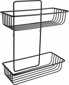 Drótos zuhanypolc kétszintes fekete csavarozható loft modern