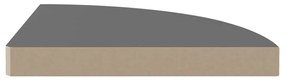 4 db magasfényű szürke MDF lebegő sarokpolc 35 x 35 x 3,8 cm