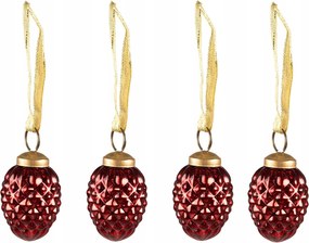 Clayre&Eef KarĂĄcsonyfadĂsz toboz szett 4 db-os O 5x6 cm piros ĂŒveg