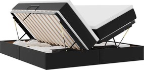 vidaXL Ágy tárolóval és matraccal matracmal Fekete 200 x 200 cm Műbőr