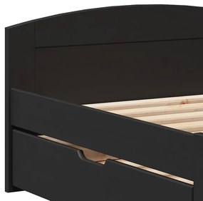 Napozóágy 2 fiókkal matrac nélkül IRUN Fekete 90x200 cm