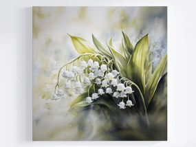 Vászonkép Canvas Akvarell Természet Virágok Gyöngyvirágok 80x80