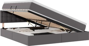 vidaXL Ágy tárolóval és matraccal matracmal Szürke 180 x 200 cm Műbőr