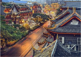 Kép - Qintai Road, Chengdu, Kína (üvegen) (70x50 cm)