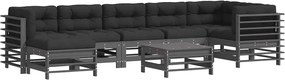vidaXL 8 részes szürke tömör fa kerti ülőgarnitúra párnával