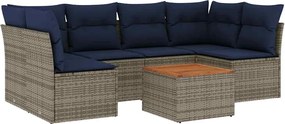 vidaXL 7 részes szürke polyrattan kerti ülőgarnitúra párnákkal