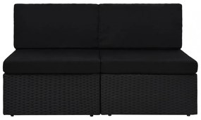 2 személyes fekete elemes polyrattan kanapé