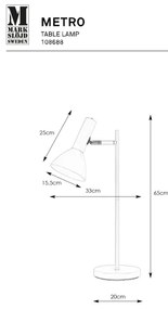 Markslöjd 108688 - Asztali lámpa METRO 1xE27/40W/230V fehér