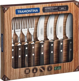 Tramontina 8el. Pizza evőeszközök barna fa