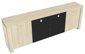 Verno+ S alacsony szekrény 260 x 46 x 90 cm, kombinált ajtó, akác / fekete