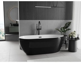 Mexen Eos, szabadon álló kád 150 x 75 cm, fehér-fekete, fekete matt túlfolyó, 52471507575-70