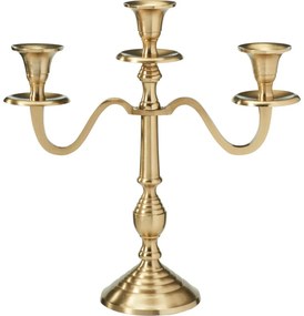 Fém gyertyatartó, 3 karos, 29x10x30 cm, aranyszínű, dekoráció 2