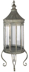 Antikolt fém lantern vintage ívelt lábazaton 103 cm