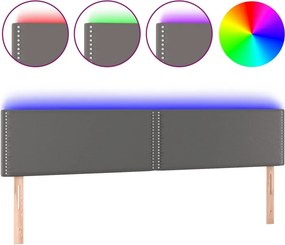 vidaXL szürke műbőr LED-es fejtámla 180 x 5 x 78/88 cm