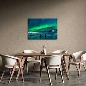 Emberek és az északi fény képe (üvegen) (70x50 cm)