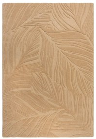 Lino Leaf világosbarna gyapjú szőnyeg, 160 x 230 cm - Flair Rugs