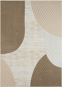 Szőnyeg a nappaliba 133x190cm, puha szálú, 3D mintával vágott, bézs-krémszínű