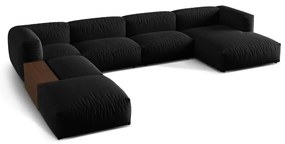 Fekete moduláris sarokkanapé (bal oldali-U alakú) Martina – Micadoni Home