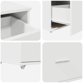 Asztal fiókkal polcokkal Fehér 131.5 x 50 x 106.5 cm Faanyag