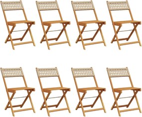 vidaXL 8 db bézs polyrattan és tömör fa összecsukható kerti szék
