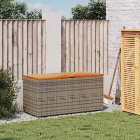 Szürke Polyrattan És Akácfa Kerti Tárolóláda 110 X 50 X 54 Cm