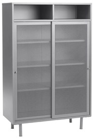 Szürke fém szekrény tolóajtóval 90x140x40 cm Veep – Unique Furniture