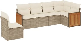 vidaXL 6 részes bézs polyrattan kerti ülőgarnitúra párnával