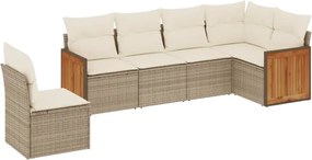 vidaXL 6 részes bézs polyrattan kerti ülőgarnitúra párnával