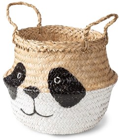 Fehér-natúr színű tengerifű játéktároló kosár ø 25x24 cm Panda – Compactor