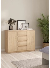 Natúr színű komód tölgyfa dekorral 121x91x50 cm Naia – Tvilum