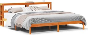 vidaXL viaszbarna tömör fenyőfa ágykeret fejtámlával 180 x 200 cm