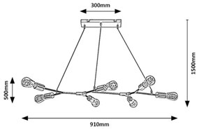 Rabalux 72027 - BRANWEN függeszték 7xE27/25W/230V, kábellel