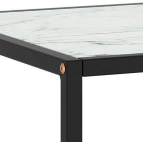 fekete dohányzóasztal fehér márvány mintás üveggel 100x50x35 cm