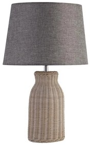 Searchlight EU60090WH - Asztali lámpa LIDO 1xE14/7W/230V rattan/szürke