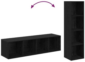 TV szekrény 4 pcs Fekete 37 x 37 x 142.5 cm Faanyag
