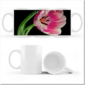 Nyomott mintás bögre Rózsaszín tulipán
