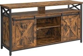 TV-állvány szekrény, fém keret, rusztikus barna és fekete