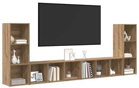 TV szekrény 4 pcs kézműves tölgy 37 x 35 x 107.5 cm Műanyag Fa