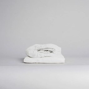 Fehér gumis lenkeverék lepedő 160x200 cm – Linen Tales