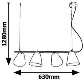 Rabalux 5377 - Csillár zsinóron ALTDER 4xE14/40W/230V