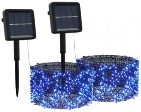 2 db 2x200 LED-es kék bel-/kültéri napelemes fényfüzér