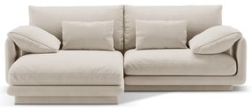 Fehér bársony sarokkanapé (bal oldali-heverő résszel) Torino – Micadoni
